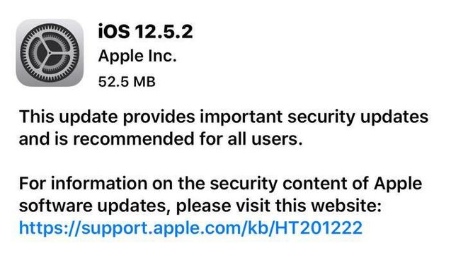 涟水苹果手机维修分享iOS12.5.2发布，建议所有老苹果用户安装 